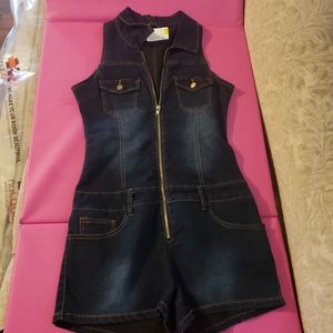 Denim shorts jumpsuit